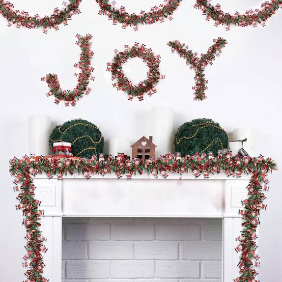 Couronne de Noël Père Noël pour sapin de Noël, intérieur ou extérieur, cheminée, décoration de fête (5 pièces, 2 mètres chacune) - Image 4