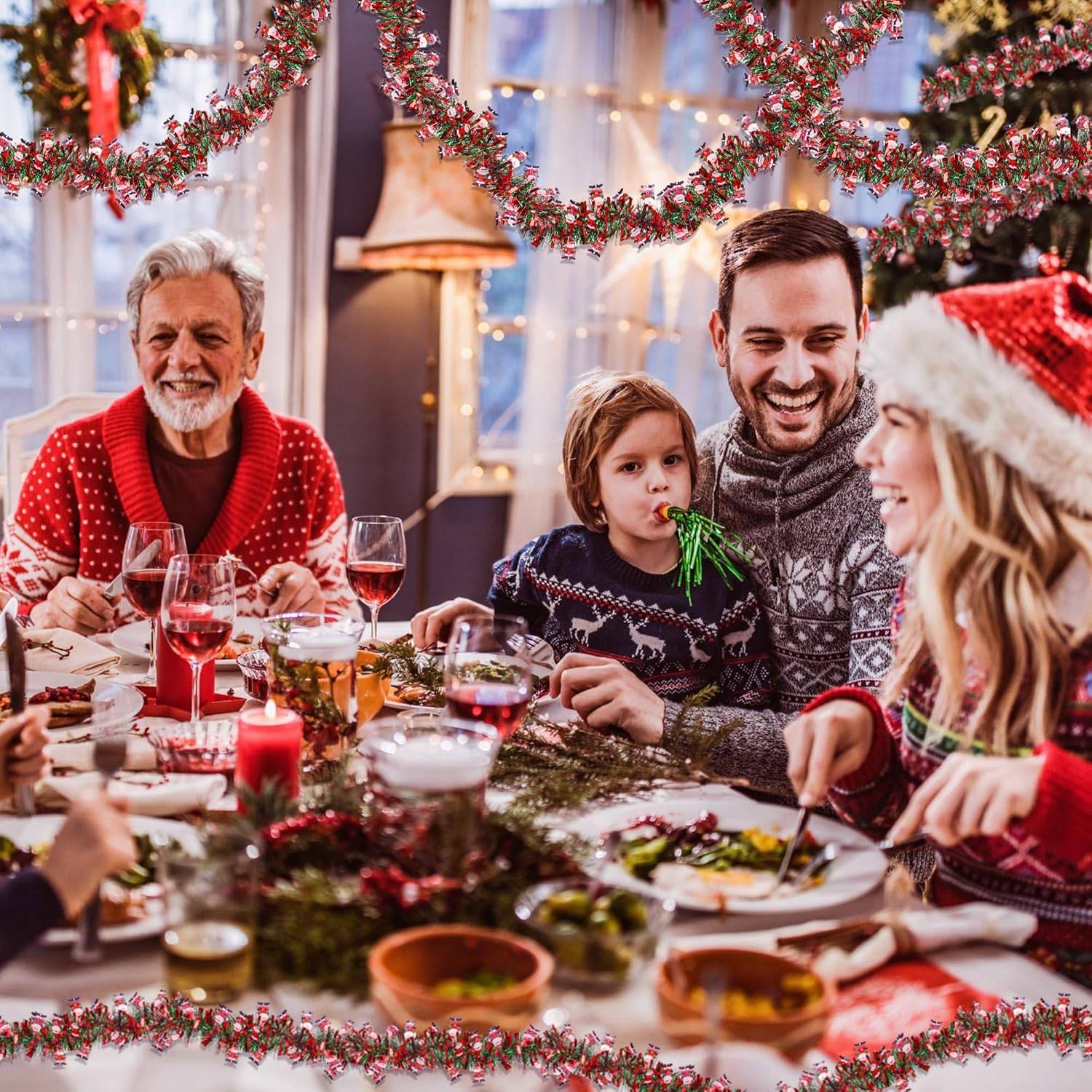 Couronne de Noël Père Noël pour sapin de Noël, intérieur ou extérieur, cheminée, décoration de fête (5 pièces, 2 mètres chacune) - Image 5