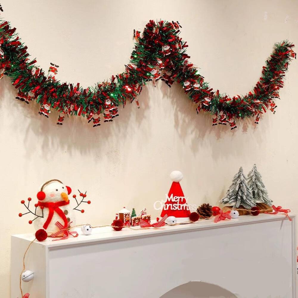 Couronne de Noël Père Noël pour sapin de Noël, intérieur ou extérieur, cheminée, décoration de fête (5 pièces, 2 mètres chacune) - Image 8
