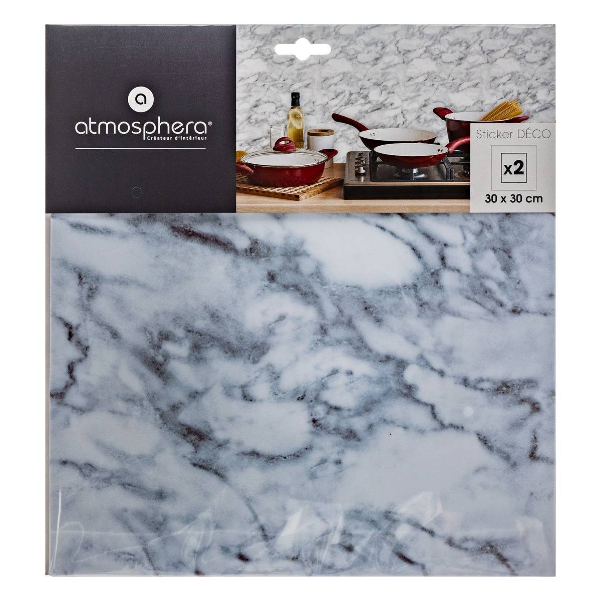 Atmosphera - Lot de 2 stickers plaques marbre blanc - Atmosphera Créateur d'intérieur - Image 2