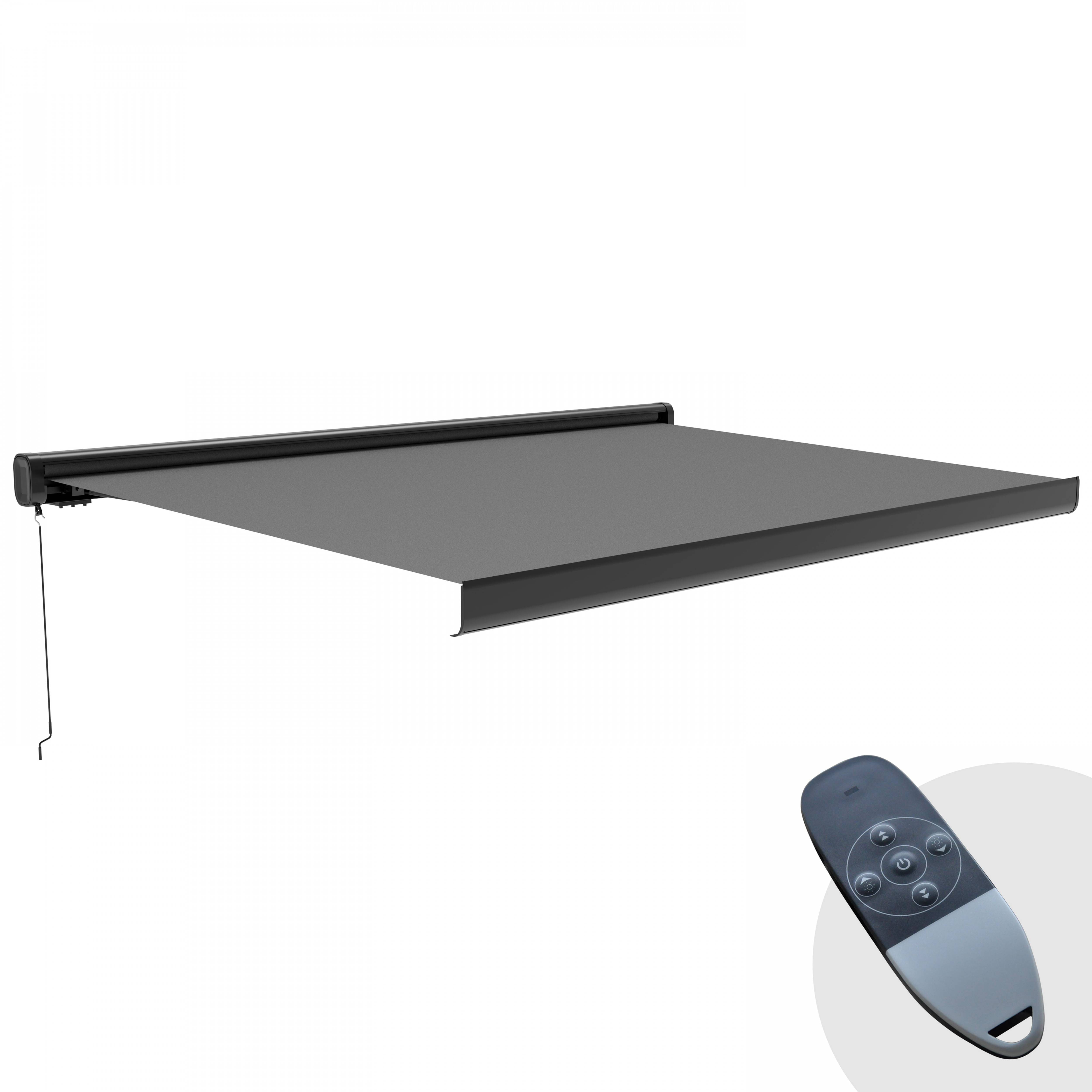 Oviala - Store banne electrique coffe integral 3.95x3m aluminium gris Helios - Oviala - Imagen 1