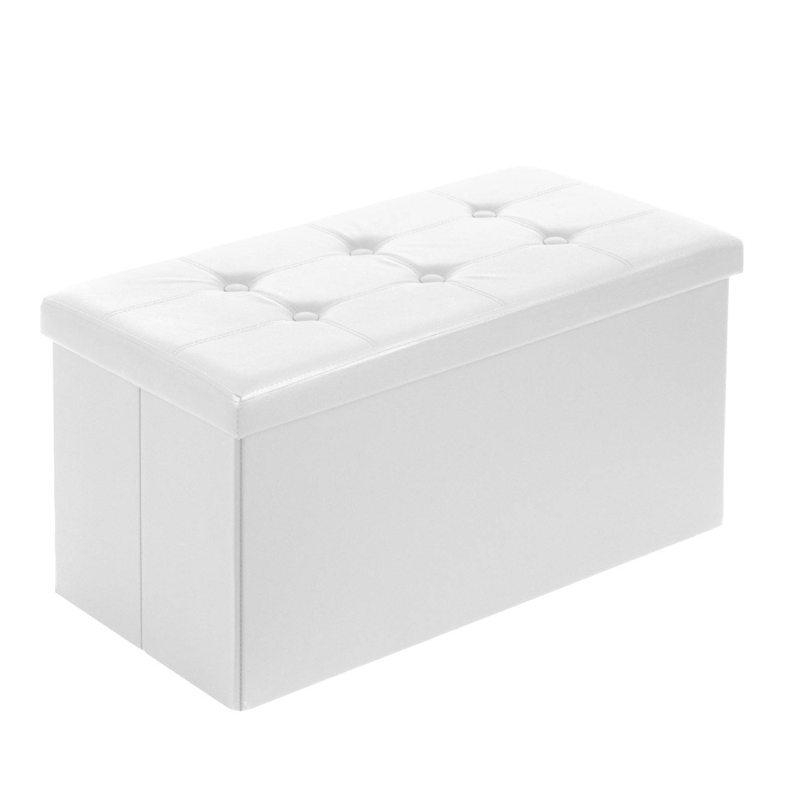 Coffre De Rangement Avec 2 En 1 Couvercle, Banc De Rangement Pliable Similicuir Ottoman Avec Espace De Stockage Pouf Rangement Interieur 80l Pour Salon Chembre Noir