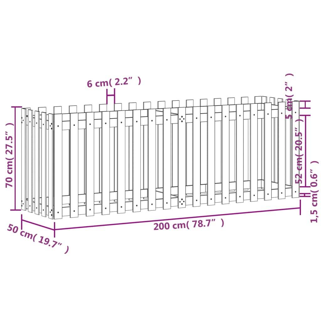 ComfortXL - Carré potager haut pin massif design clôture jardin 200x50x70cm Brun – ComfortXL Outdoor Living - Image 9