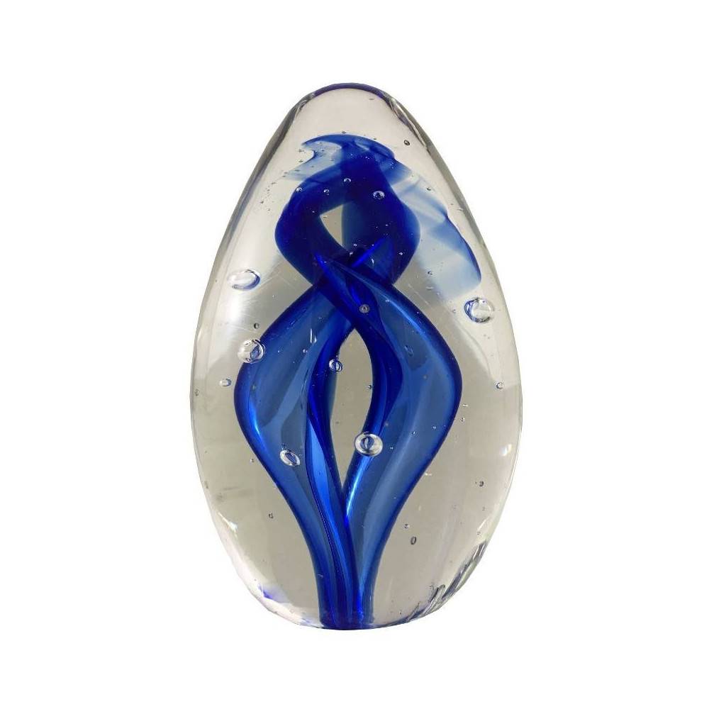 ° Presse papier sulfure "Flammes" en verre bleu 9 x 6 cm Chemin de campagne - Imagen 1