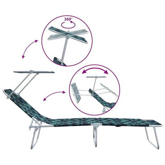 2 pcs Transat | Bain de soleil | Chaise longue Vert 58 x 188 x 77cm Polyester - Image 9