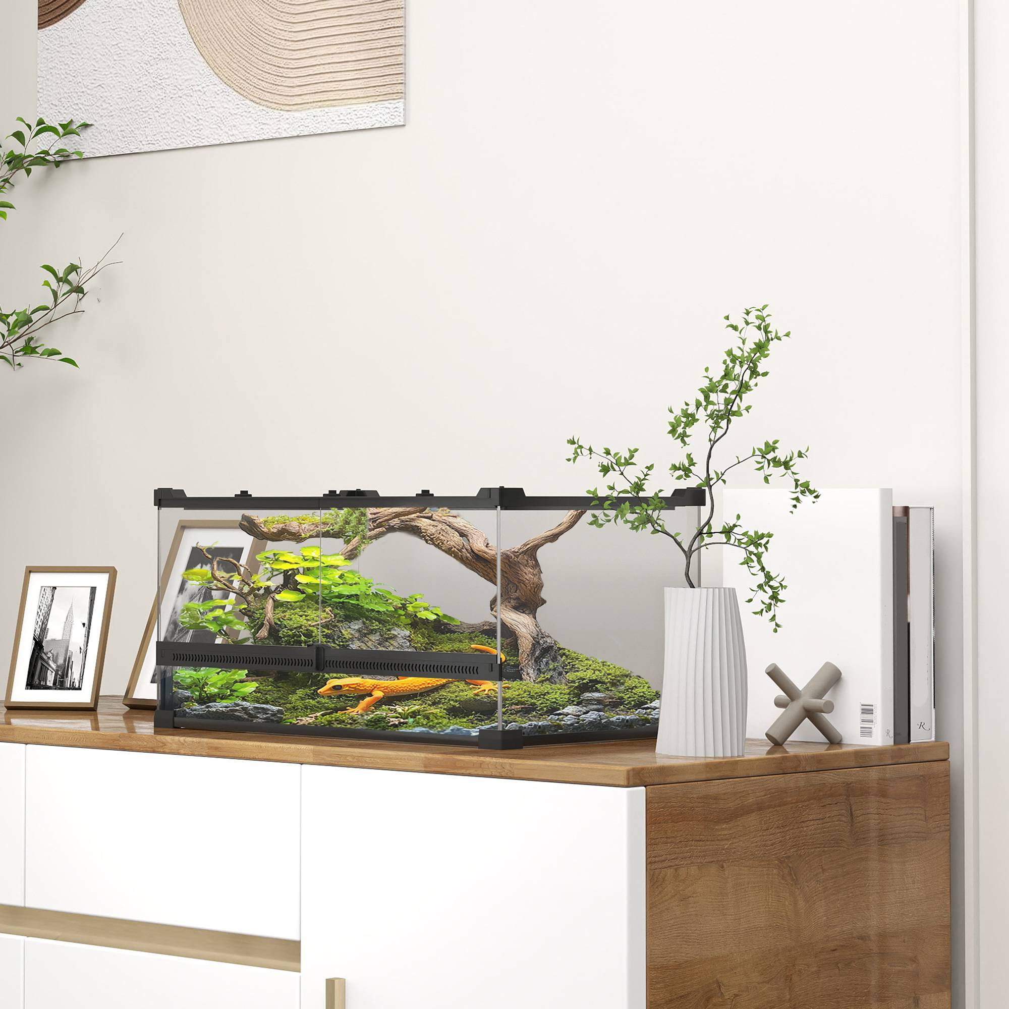 Terrarium pour reptiles verre transparent 50 x 30 x 25 cm - PANGIVO - Image 3