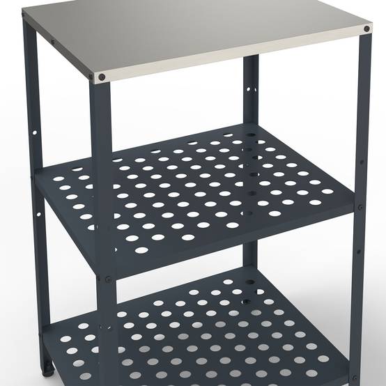 IDMARKET - Meuble de cuisine extérieure PAREO 2 étagères en acier gris anthracite - Image 6