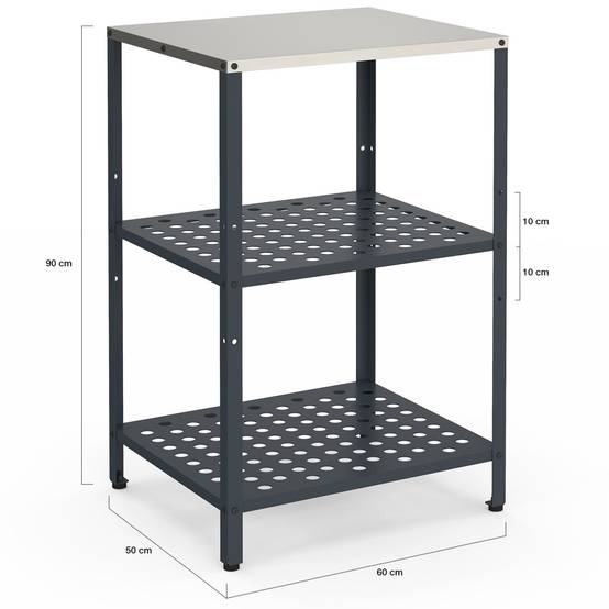 IDMARKET - Meuble de cuisine extérieure PAREO 2 étagères en acier gris anthracite - Image 5