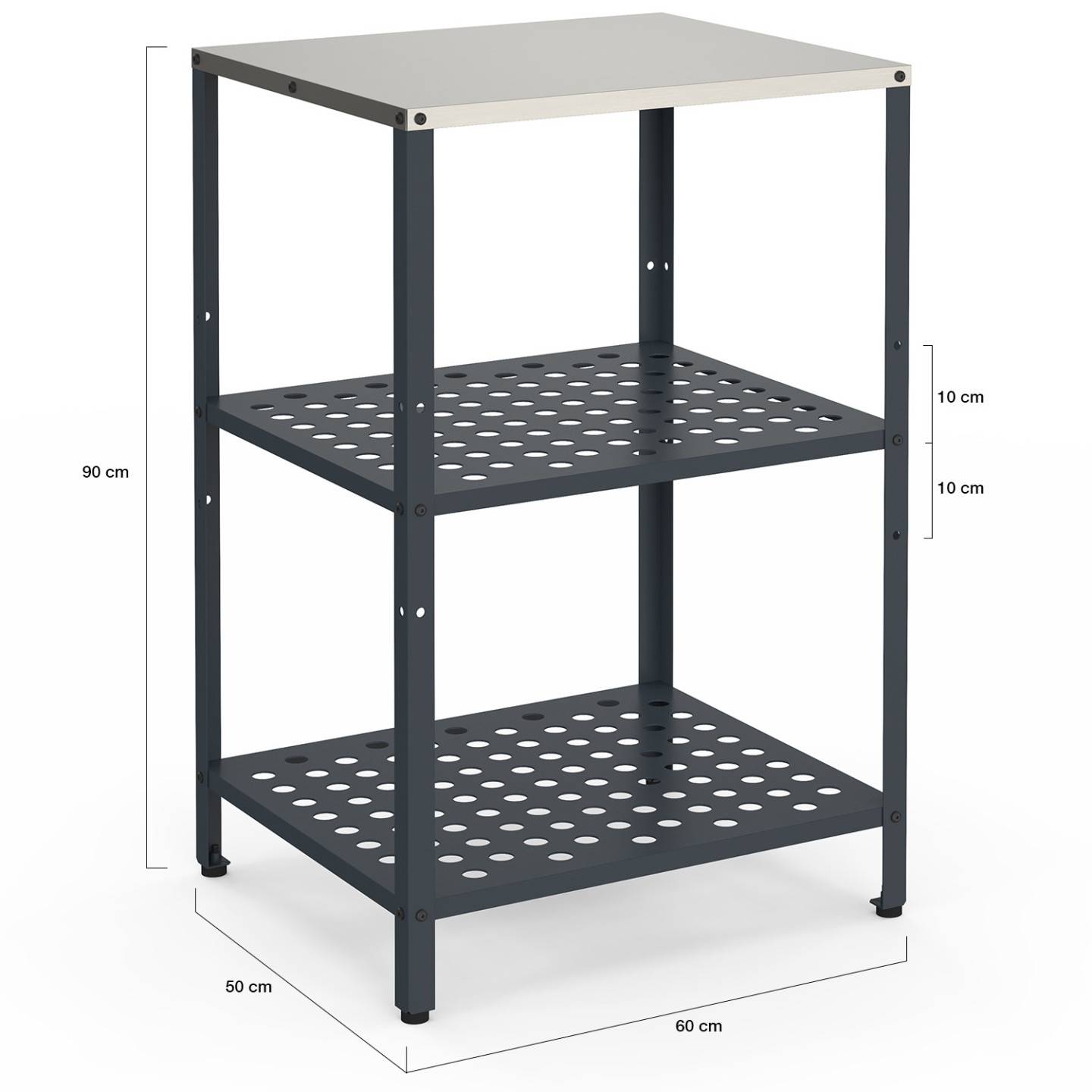 IDMARKET - Meuble de cuisine extérieure PAREO 2 étagères en acier gris anthracite - Image 5