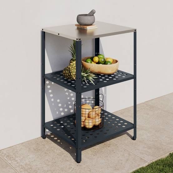 IDMARKET - Meuble de cuisine extérieure PAREO 2 étagères en acier gris anthracite - Image 1