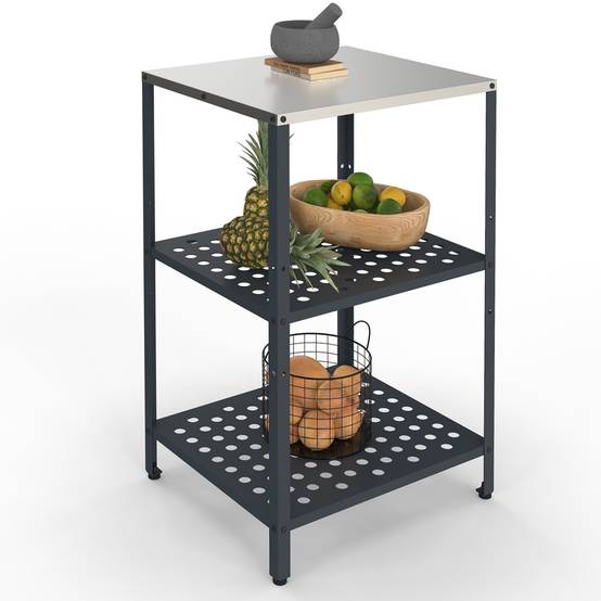 IDMARKET - Meuble de cuisine extérieure PAREO 2 étagères en acier gris anthracite - Image 2