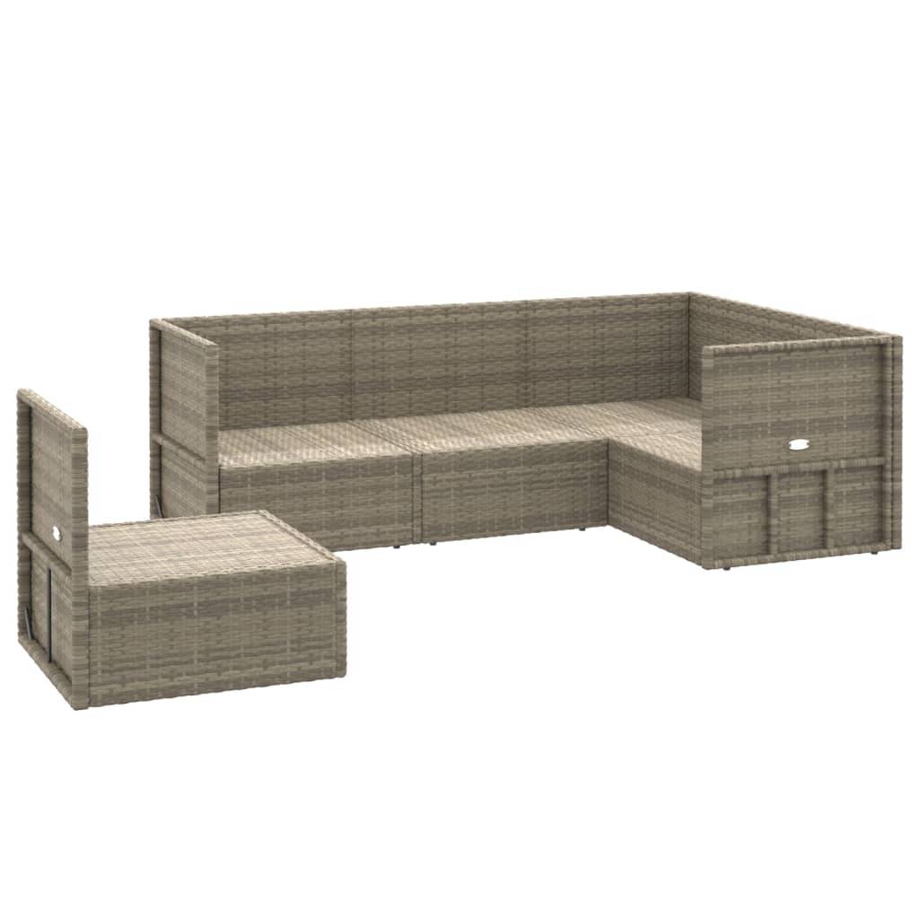 Helloshop26 - Salon de jardin meuble d'extérieur ensemble de mobilier 5 pièces avec coussins gris résine tressée - Imagen 2
