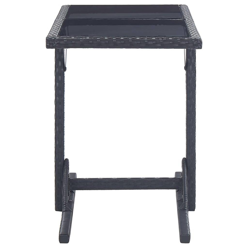 Table de Jardin Rectangulaire Noire en Résine Tressée et Plateau Verre, 4-6 Places, 110x53 cm – ComfortXL Outdoor Living - Image 3