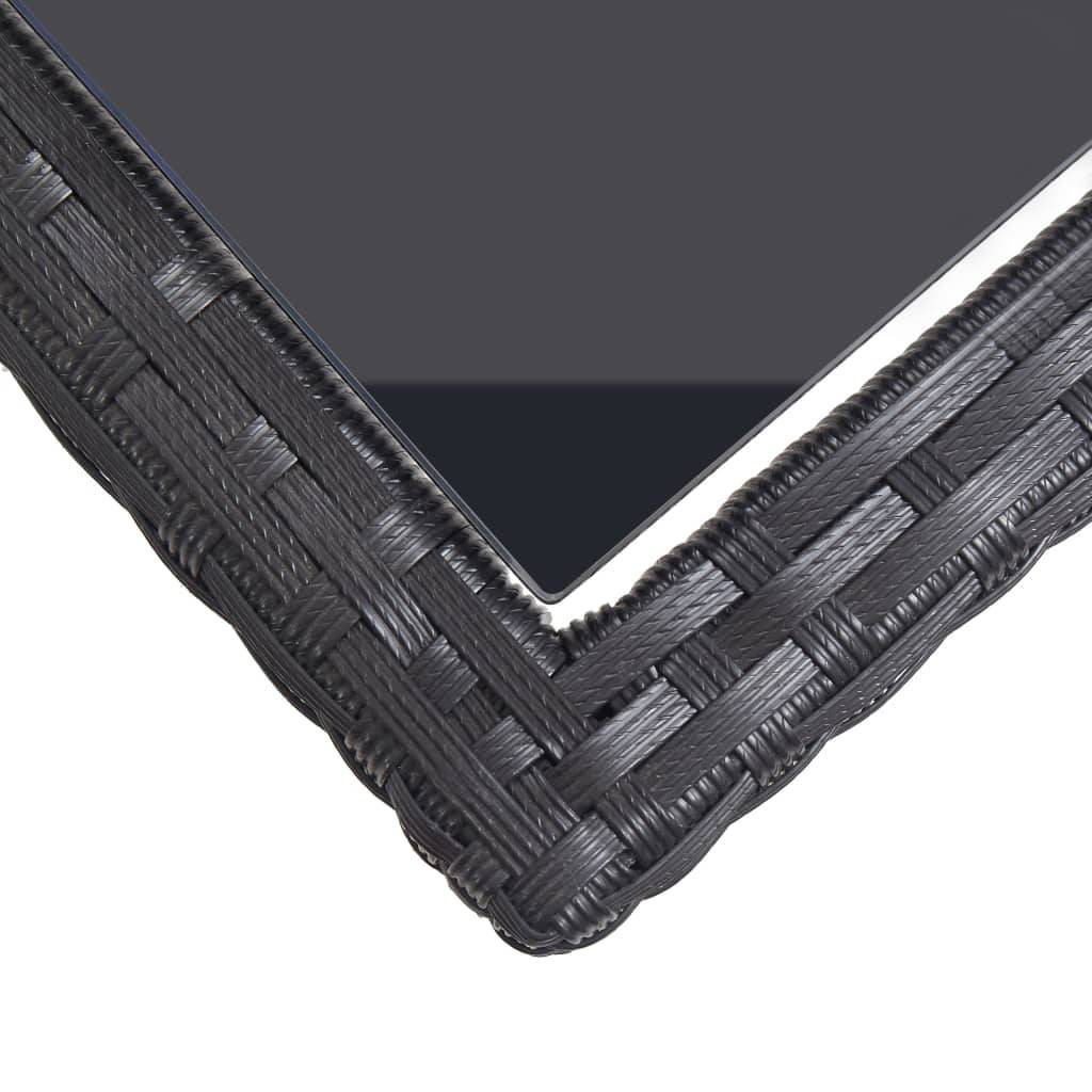 Table de Jardin Rectangulaire Noire en Résine Tressée et Plateau Verre, 4-6 Places, 110x53 cm – ComfortXL Outdoor Living - Image 5