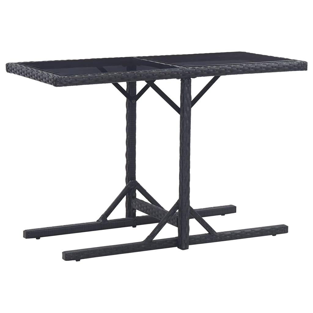 Table de Jardin Rectangulaire Noire en Résine Tressée et Plateau Verre, 4-6 Places, 110x53 cm – ComfortXL Outdoor Living - Image 1