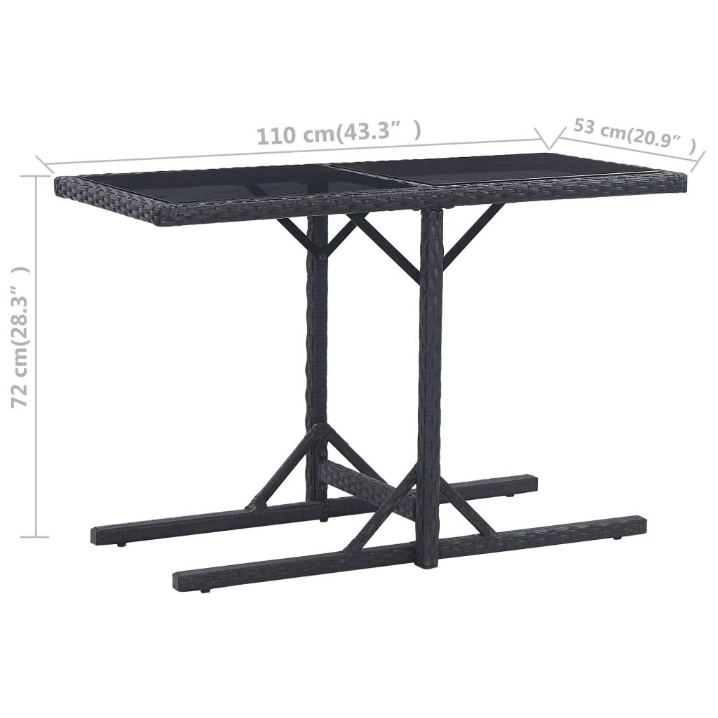 Table de Jardin Rectangulaire Noire en Résine Tressée et Plateau Verre, 4-6 Places, 110x53 cm – ComfortXL Outdoor Living - Image 6