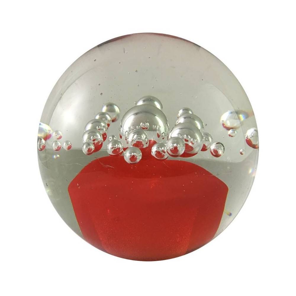 ° Presse papier sulfure en verre rouge Ø.10.5 cm Chemin de campagne - Imagen 1