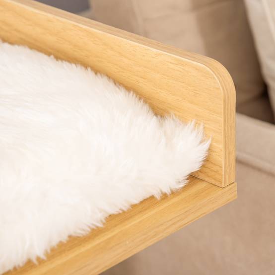 Arbre à chat design bois chêne peluche niche plateforme balle jeu 35x35x81cm - ComfortXL Outdoor Living - Image 9
