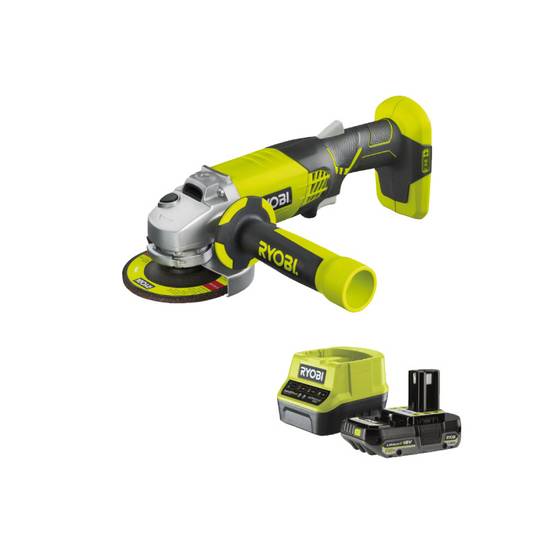 Ryobi - Pack RYOBI Meuleuse d'angle R18AG-0 - 18 V One+ - 1 batterie 2.0Ah - 1 chargeur rapide RC18120-120 - Image 1