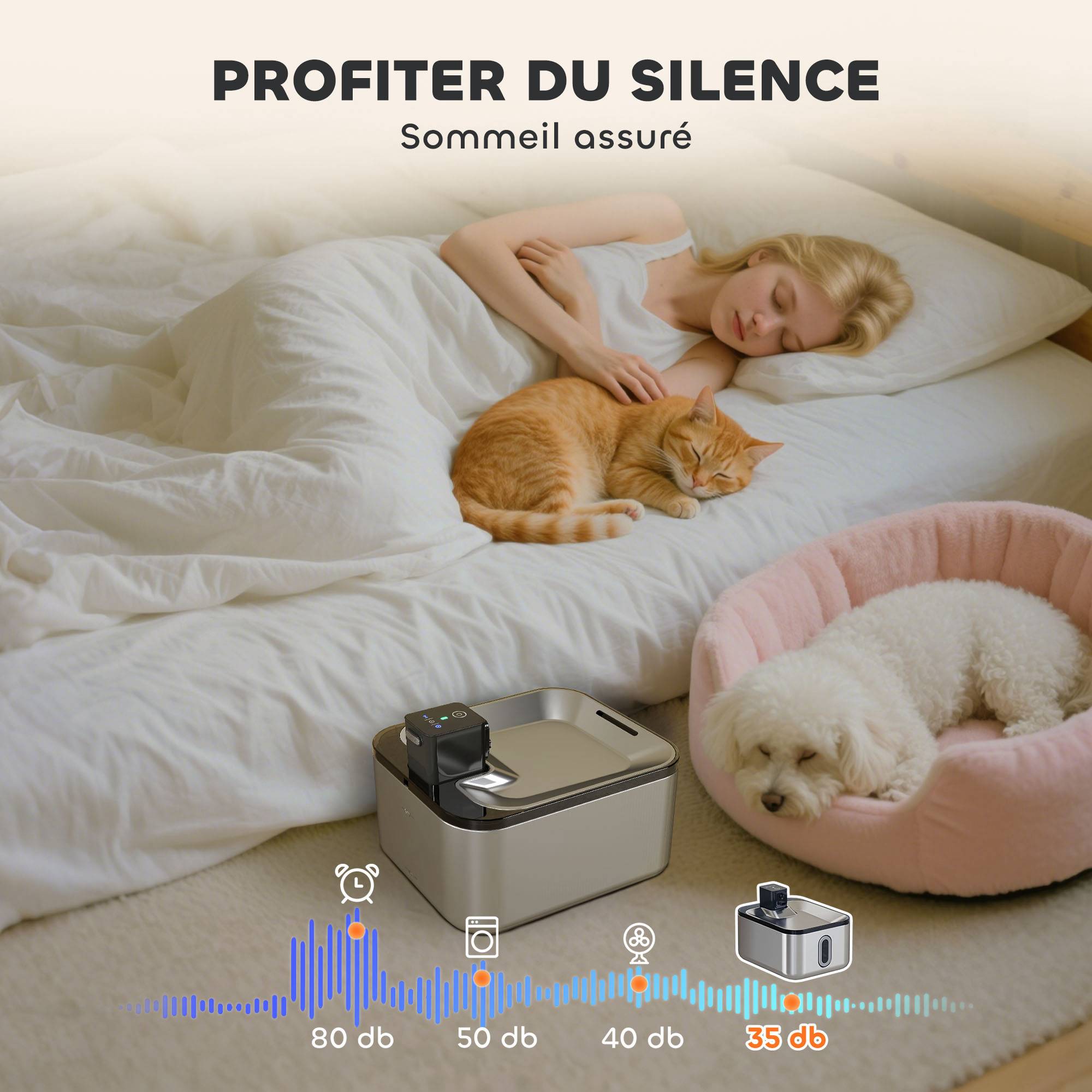 Fontaine eau chat automatique inox 5L silencieuse, filtre 3 étapes, chargeur USB, argent - Image 10