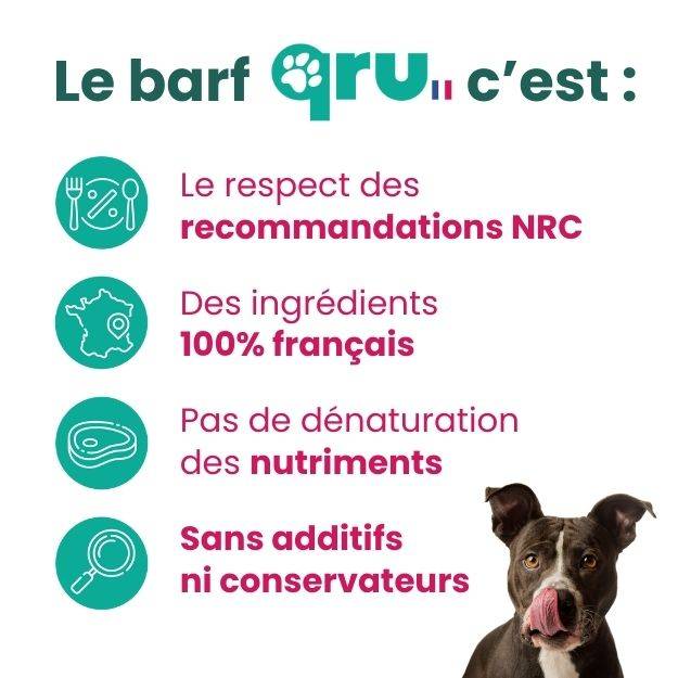 0 - QRU - Aliment barf complet pour chien - Poulet - 450 g - Image 4