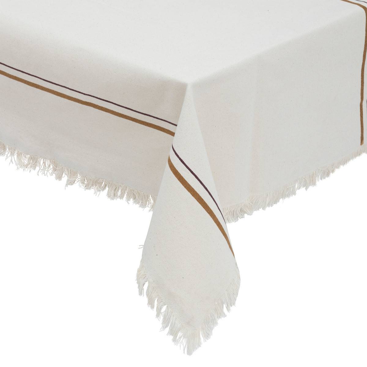 Nappe en coton Beige, Cannelle et Violet 150 x 250 cm - Imagen 1