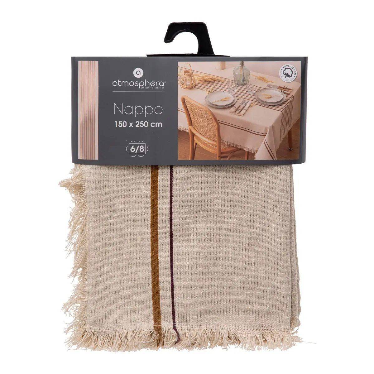 Nappe en coton Beige, Cannelle et Violet 150 x 250 cm - Imagen 4