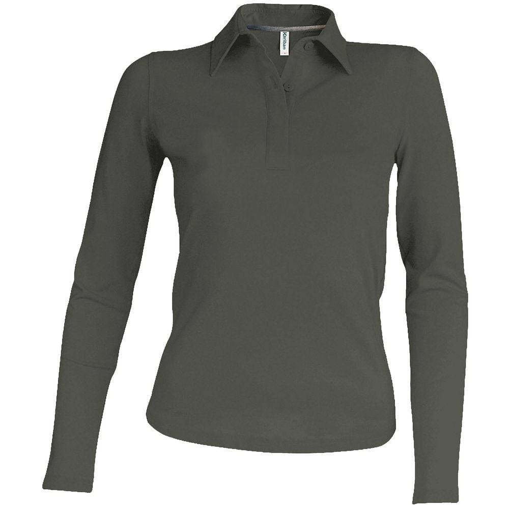 Polo de travail femme manches longues Kariban 100% coton Kaki Foncé 3XL