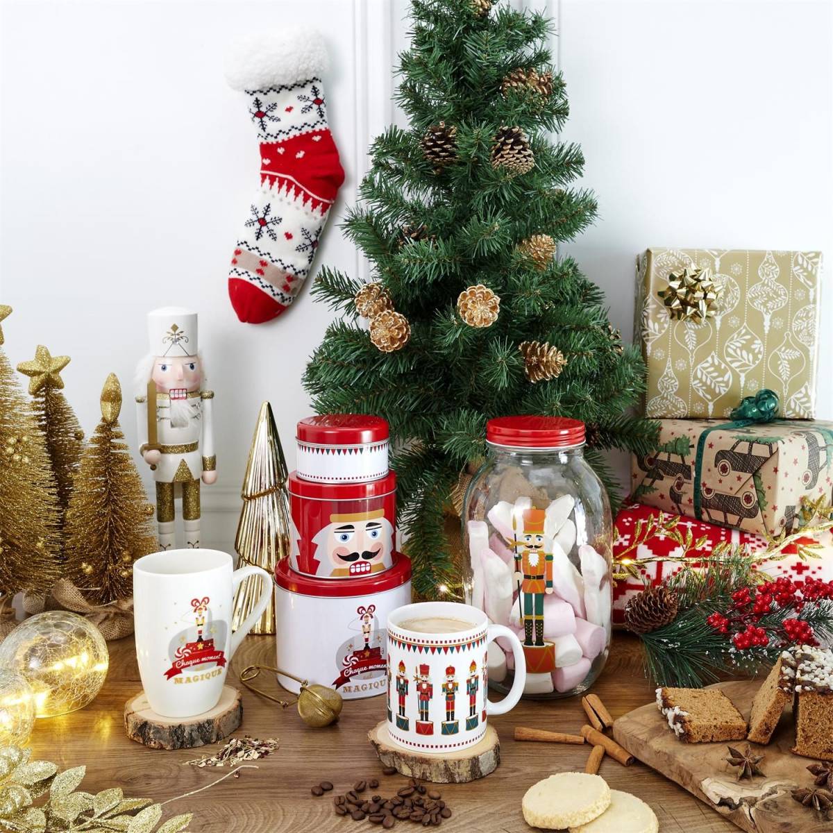 The Home Deco Factory - Mug avec Infuseur "Noël" 30cl Blanc & Or - Image 3