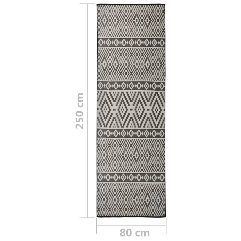 Tapis Extérieur Rayé Noir Tissage Plat en PP pour Couloir et Passage 80x250 cm – ComfortXL Outdoor Living - Imagen 6