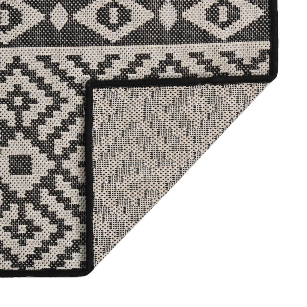 Tapis Extérieur Rayé Noir Tissage Plat en PP pour Couloir et Passage 80x250 cm – ComfortXL Outdoor Living - Imagen 2
