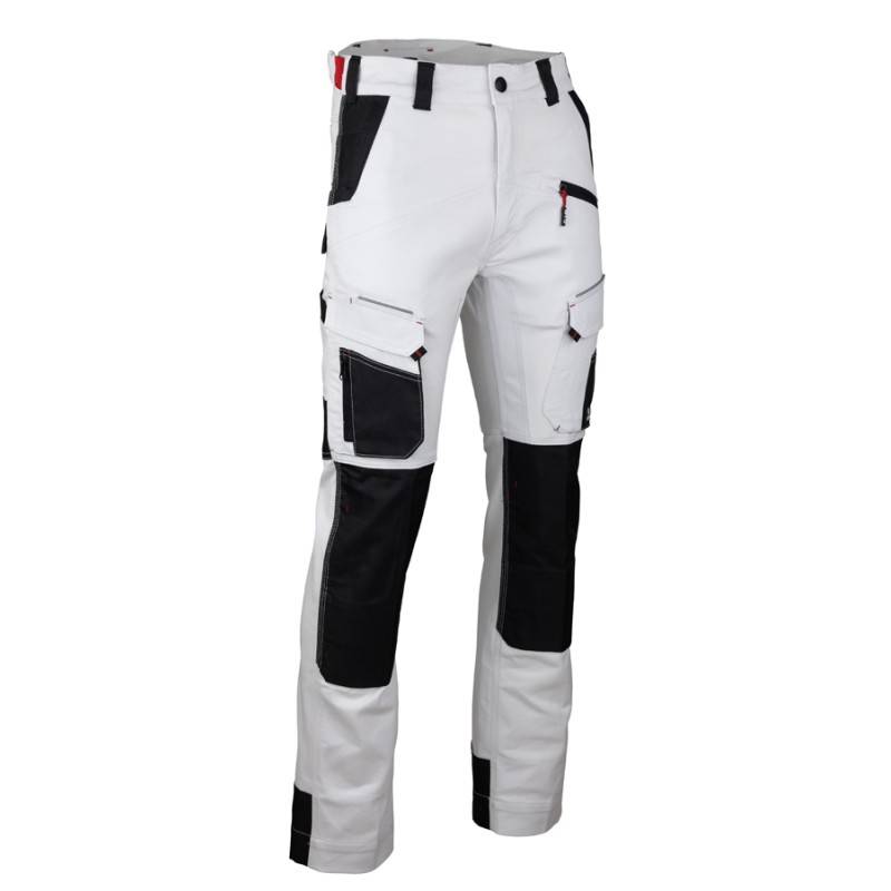 Pantalon Cellule stretch bicolore avec poches genouillères - Blanc/Gris nuit - T.42 - LMA - 1870-42