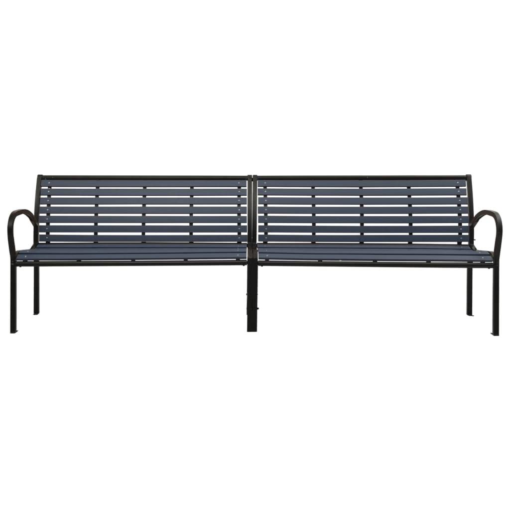 Helloshop26 - Banc de jardin meuble de patio d'extérieur terrasse double de jardin 251 x 62 x 82 cm acier et WPC noir - Imagen 2