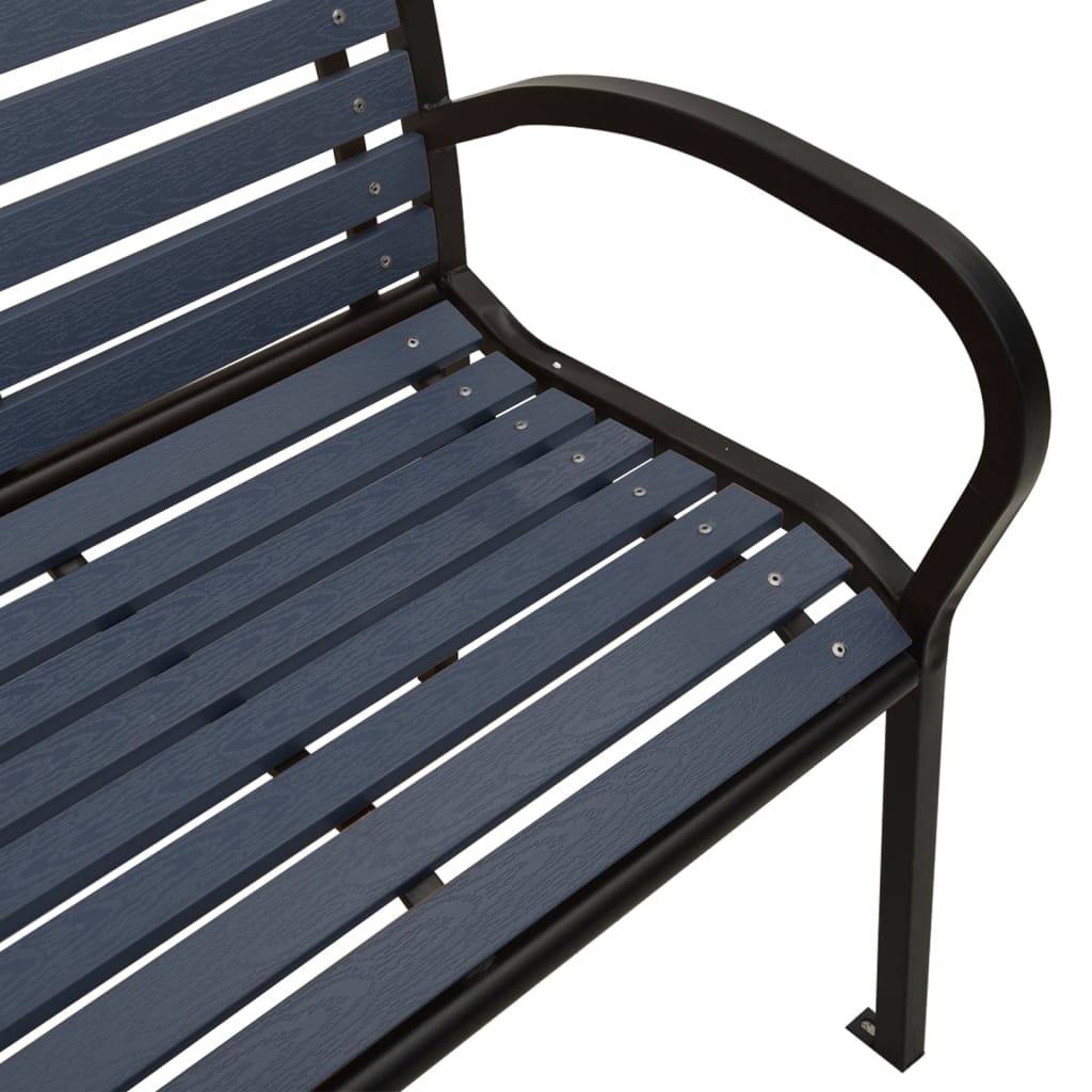 Helloshop26 - Banc de jardin meuble de patio d'extérieur terrasse double de jardin 251 x 62 x 82 cm acier et WPC noir - Imagen 5
