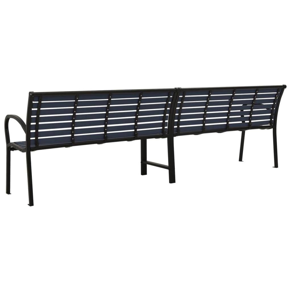 Helloshop26 - Banc de jardin meuble de patio d'extérieur terrasse double de jardin 251 x 62 x 82 cm acier et WPC noir - Imagen 4