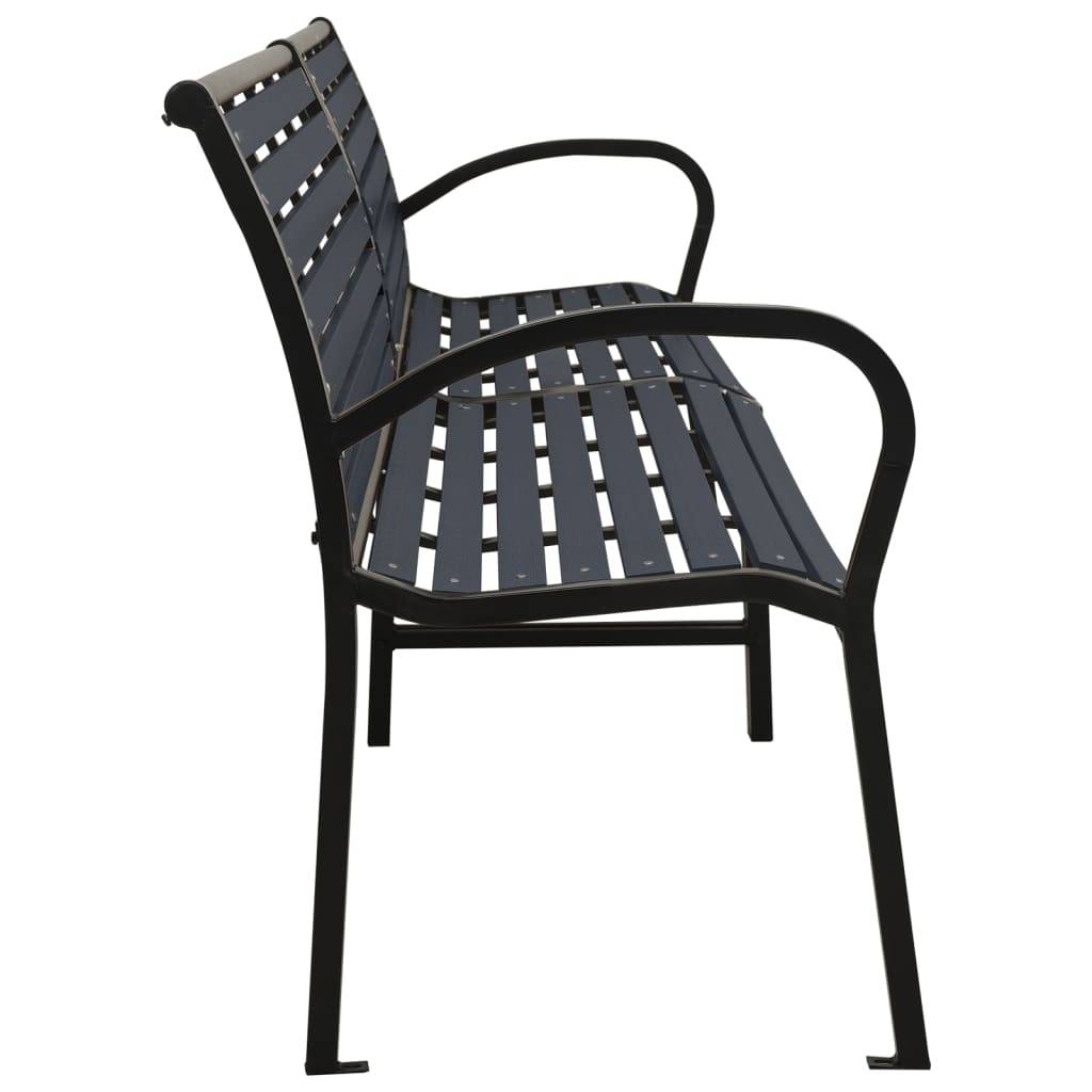 Helloshop26 - Banc de jardin meuble de patio d'extérieur terrasse double de jardin 251 x 62 x 82 cm acier et WPC noir - Imagen 3