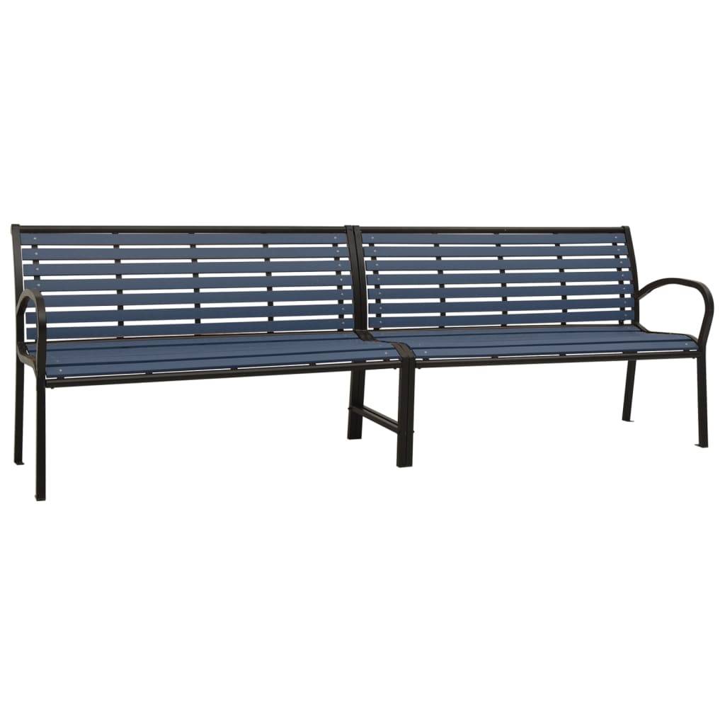 Helloshop26 - Banc de jardin meuble de patio d'extérieur terrasse double de jardin 251 x 62 x 82 cm acier et WPC noir - Imagen 1