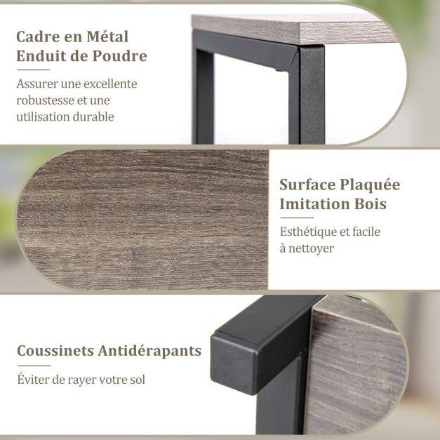 Supports de plantes métallique à 3 niveaux porte-plantes d'angle avec dispositifs anti-basculement organisateur de pots de fleurs carré gris - Image 2