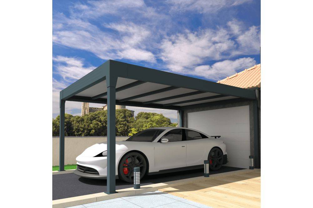 Ombrazur - Carport isotoit® MODERN îlot Gris anthracite 3,78x3,50m OMBRAZUR - Imagen 2