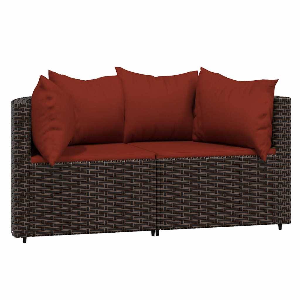 Canapés d'angle de jardin et coussins2 pcs | Canapé D'extérieur | Sofa De Jardin marron résine tressée Maison Chic - Image 1