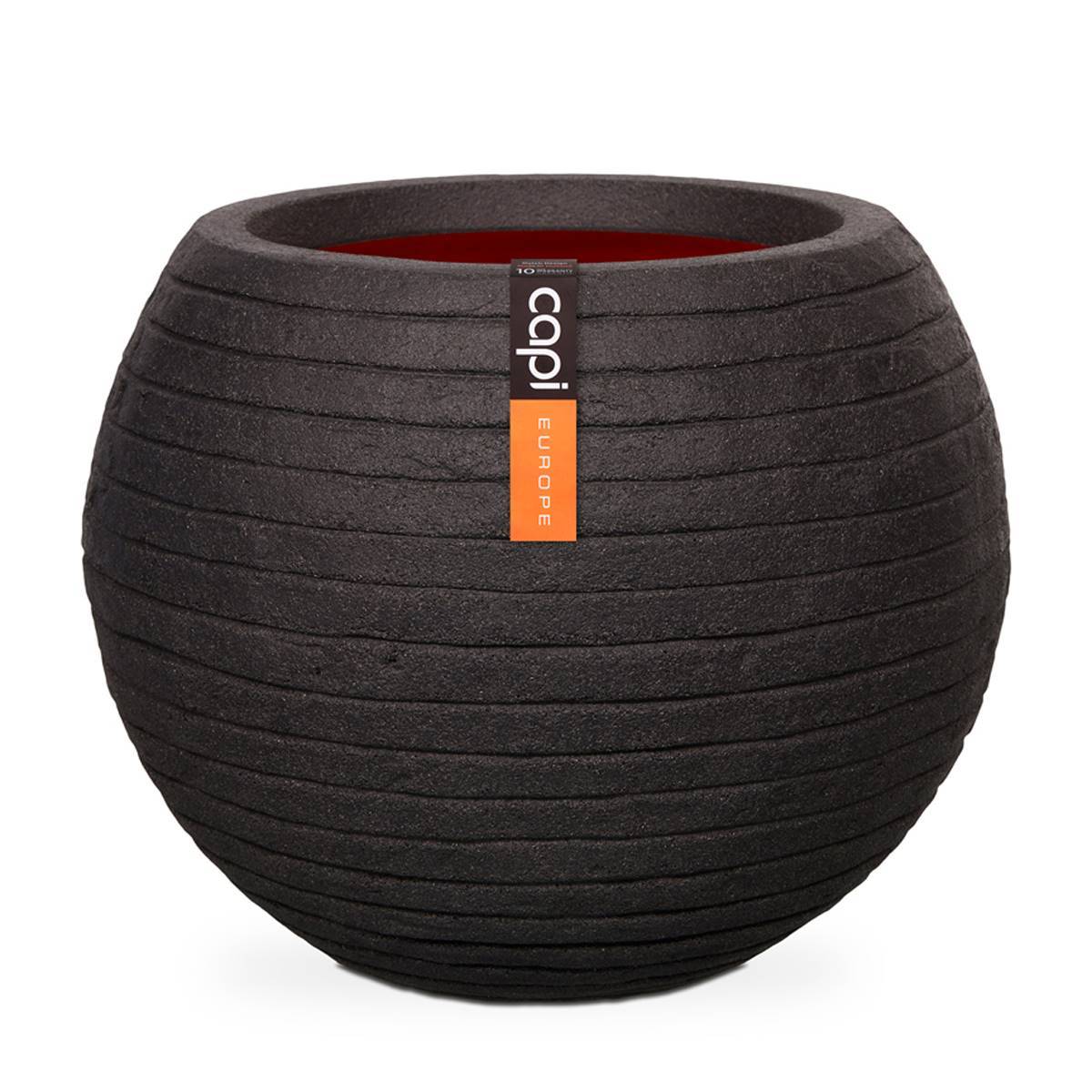 Artificielles - Bac Row Top Qualité Int/Ext boule 40x32 cm noir - dimhaut: H 32 cm - couleur: Noir