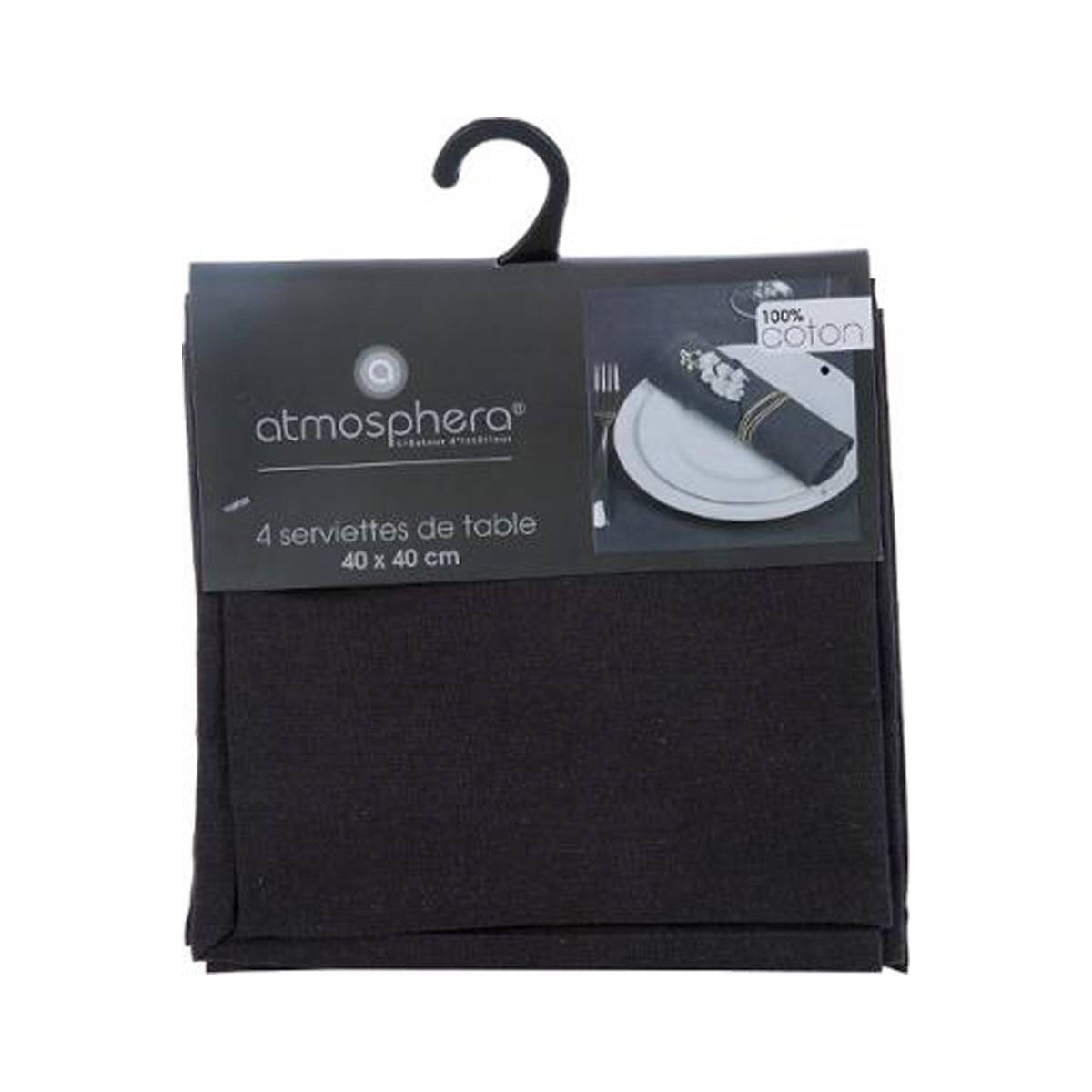 Lot de 4 Serviettes de table en Coton Gris foncé  40 x 40 cm - Imagen 4