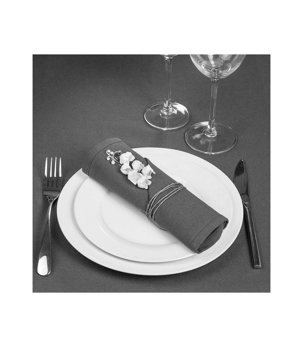 Lot de 4 Serviettes de table en Coton Gris foncé  40 x 40 cm - Imagen 3