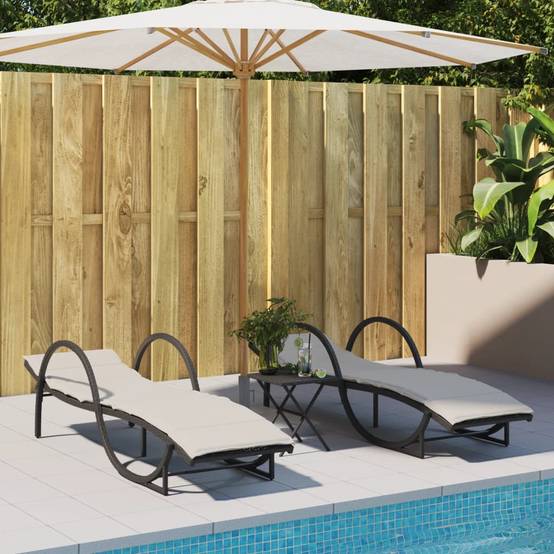 Lot de 2 chaise longue d'extérieur noir 199 X 60 cm - Prolenta Premium - Image 1