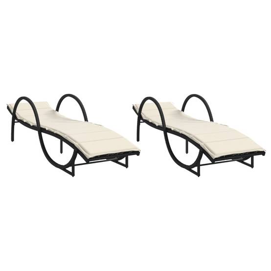 Lot de 2 chaise longue d'extérieur noir 199 X 60 cm - Prolenta Premium - Image 2