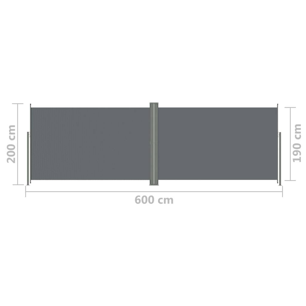 Helloshop26 - Auvent paravent store brise-vue latéral rétractable de patio jardin terrasse balcon protection visuelle écran 200 x 600 cm anthracite - Imagen 6