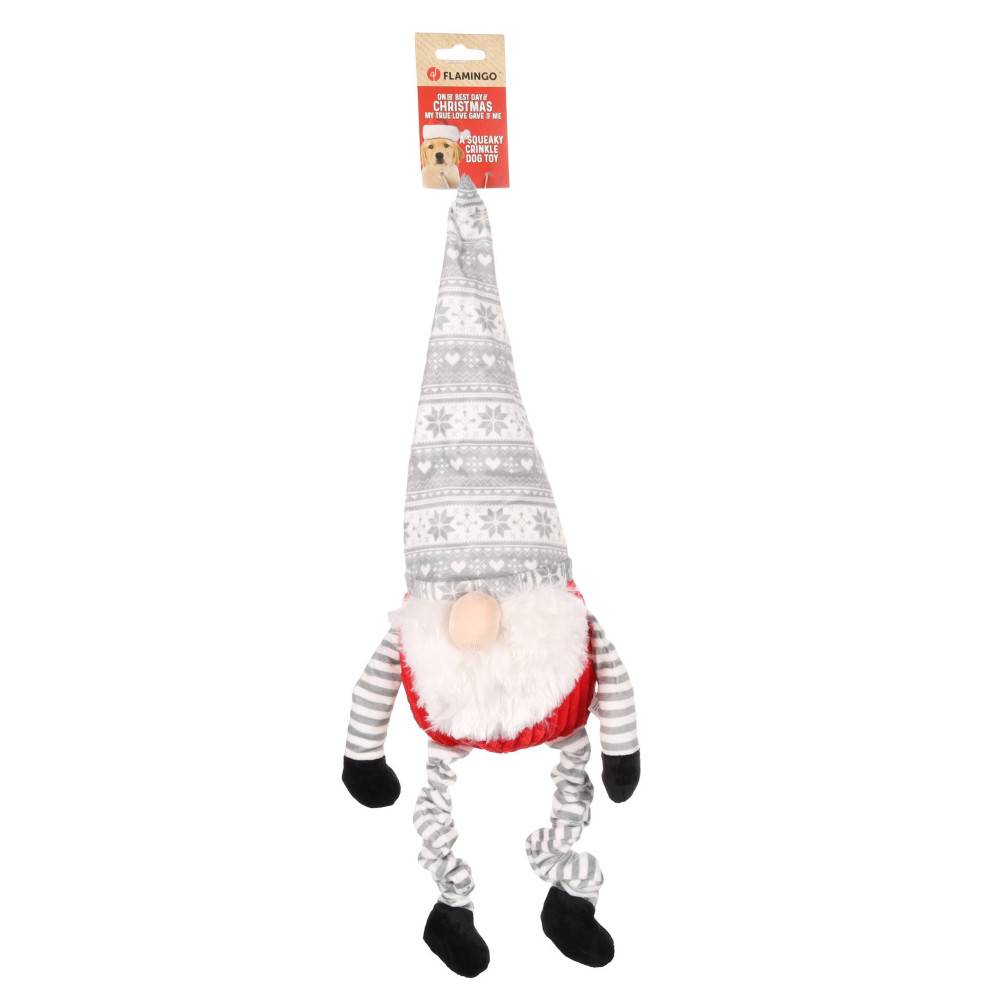 Flamingo - Jouet Noël  Gnome gris et rouge Bardo 58 cm pour chien - Imagen 3