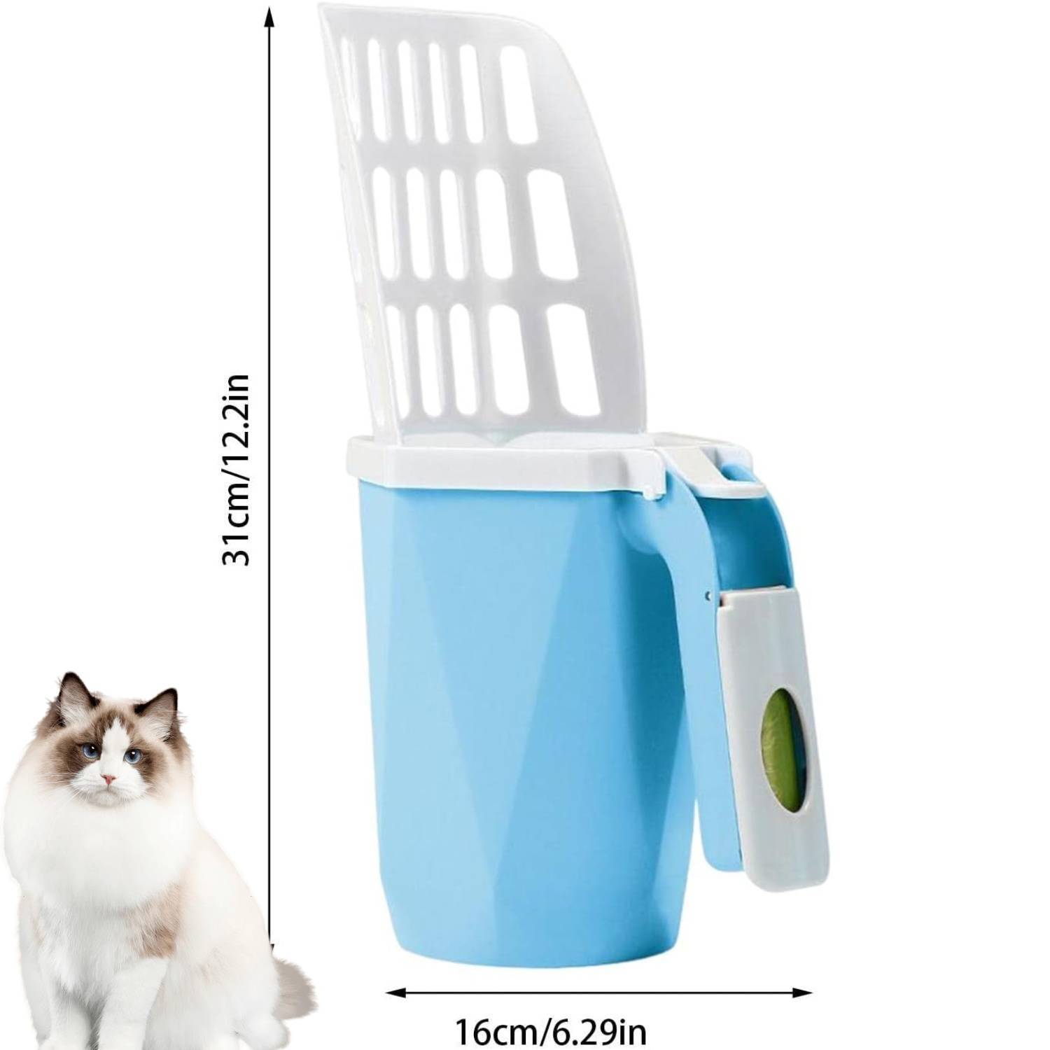 DtopbuyAge - Pelle à litière pour chat - Avec support de rangement bleu DtopbuyAge - Image 5