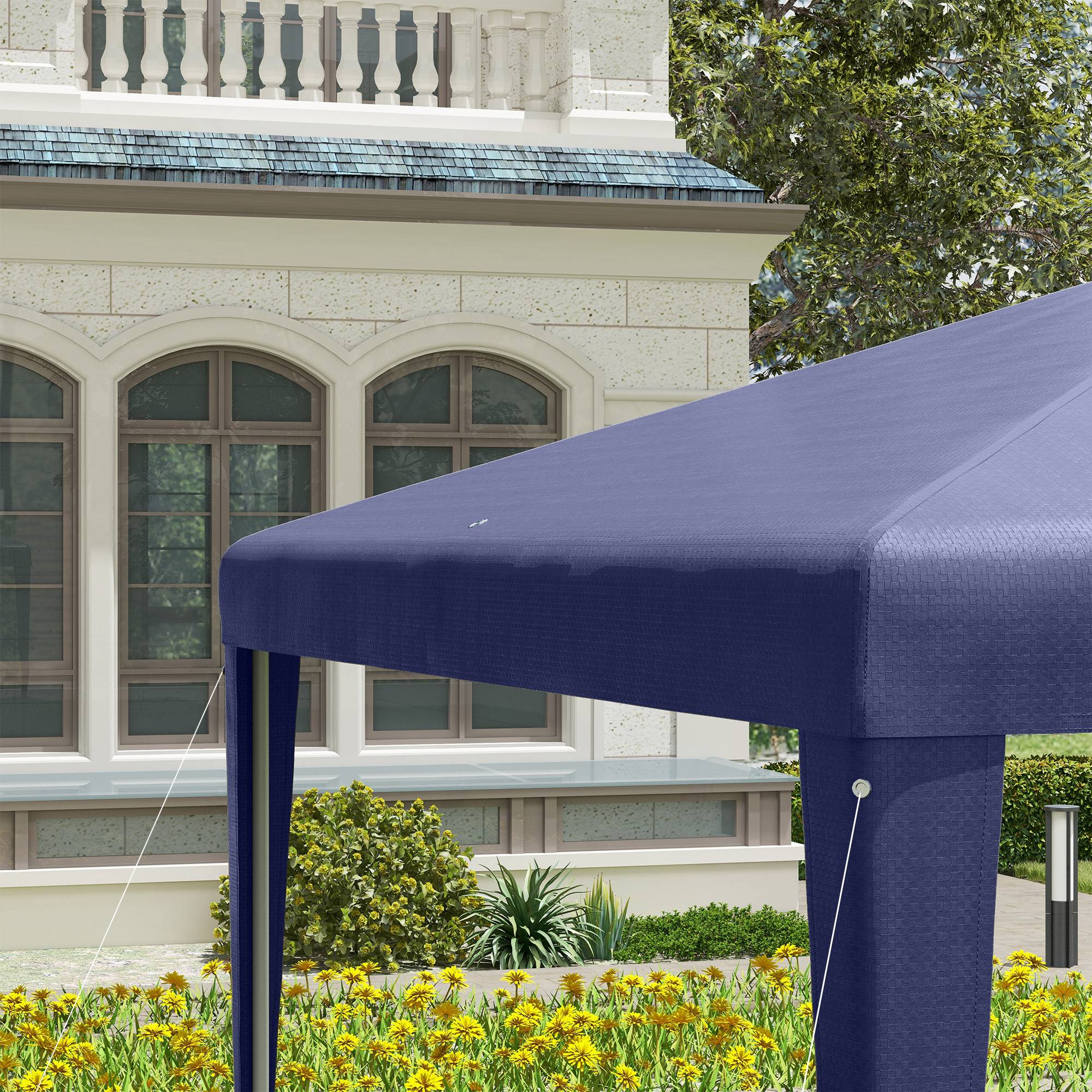 Tonnelle de Jardin 3x3m Barnum Démontable Structure Acier Toile PE pour Terrasse Événement Bleu et Blanc - ComfortXL Outdoor Living - Image 10