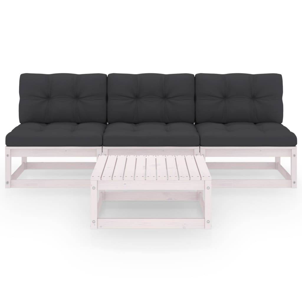 Helloshop26 - Salon de jardin meuble d'extérieur ensemble de mobilier 4 pièces avec coussins bois de pin massif - Imagen 2